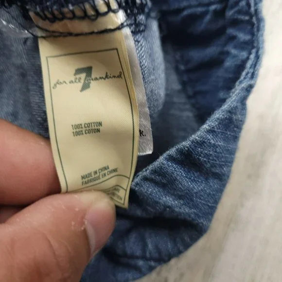 7 For All Mankind Denim Jeans Button Front girls Dress Pockets Size XL